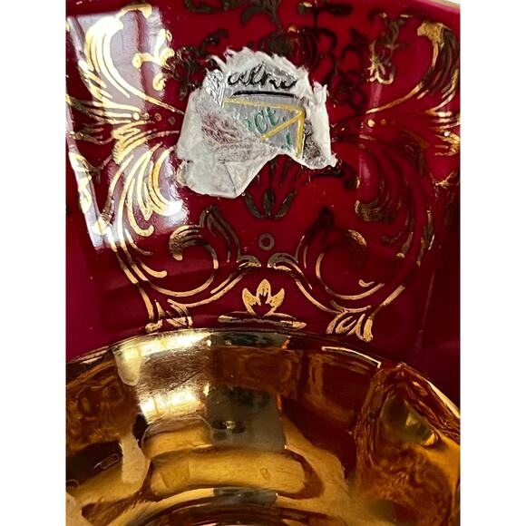 VTG Alka Kunst Bavaria 22K Gold Burgundy Tea Cup & Saucer Maroon Floral Scroll - Picture 6 of 10